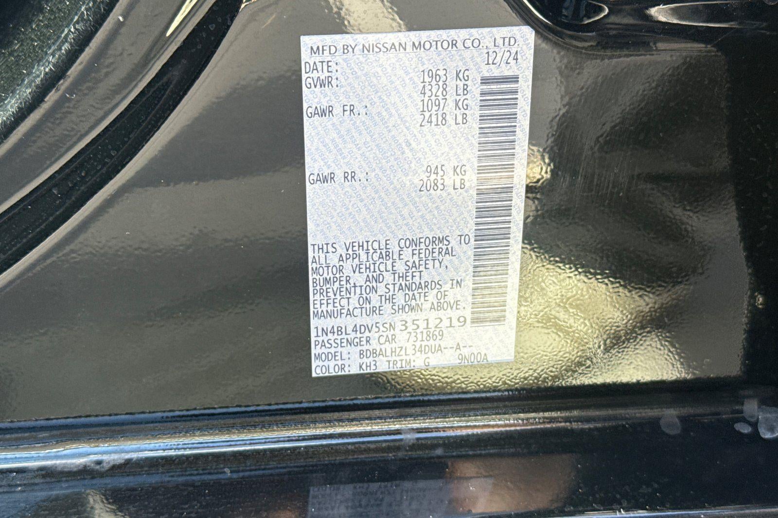 2025 Nissan Altima SV FWD